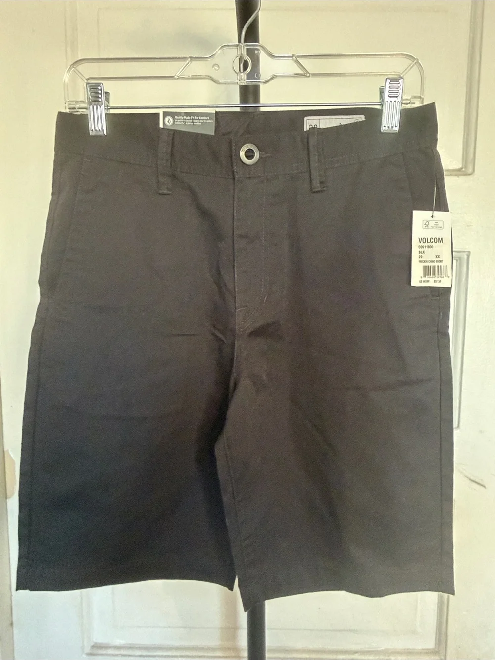 Volcom Youth Black Flat-Front Casual Shorts
